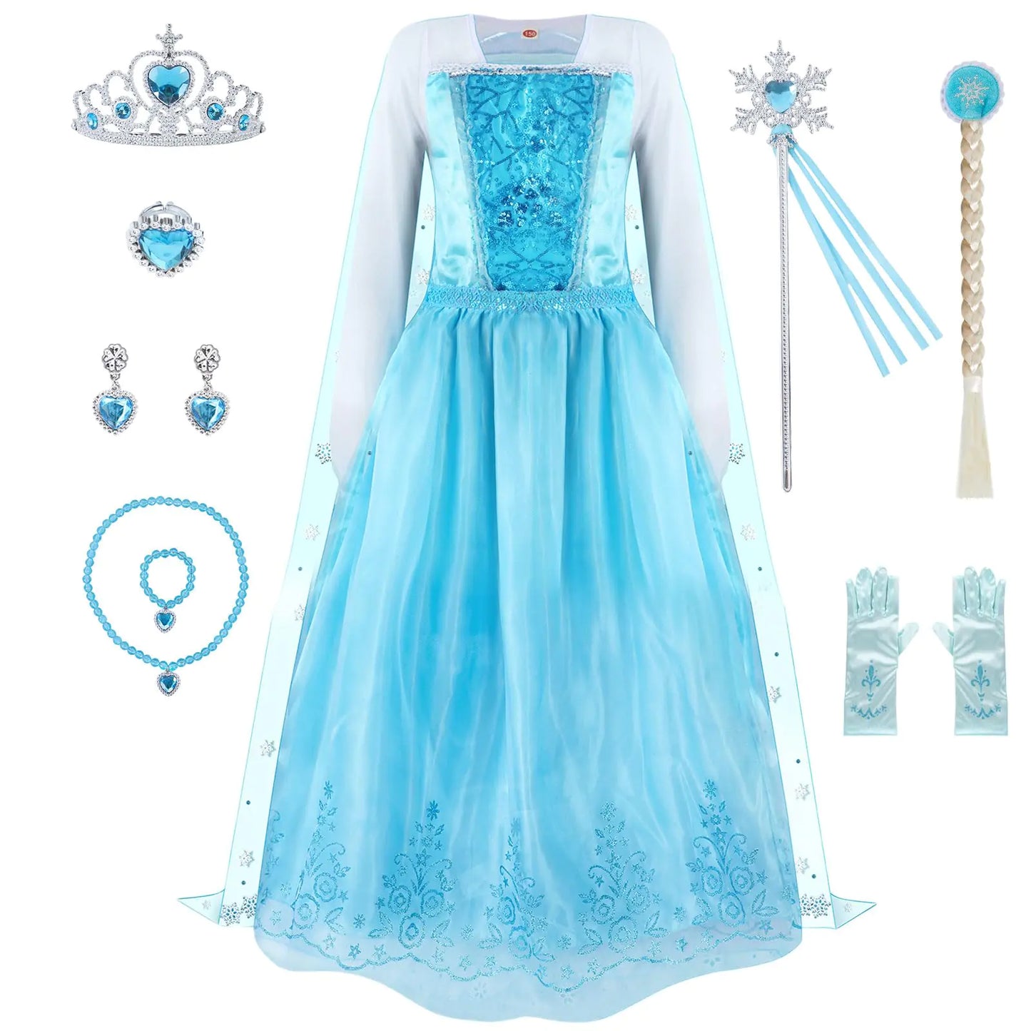 Jeroesja Princess Dresses for Girls - Graceful Sequin Princess Costume with Accessories - Dress Up Clothes for Halloween