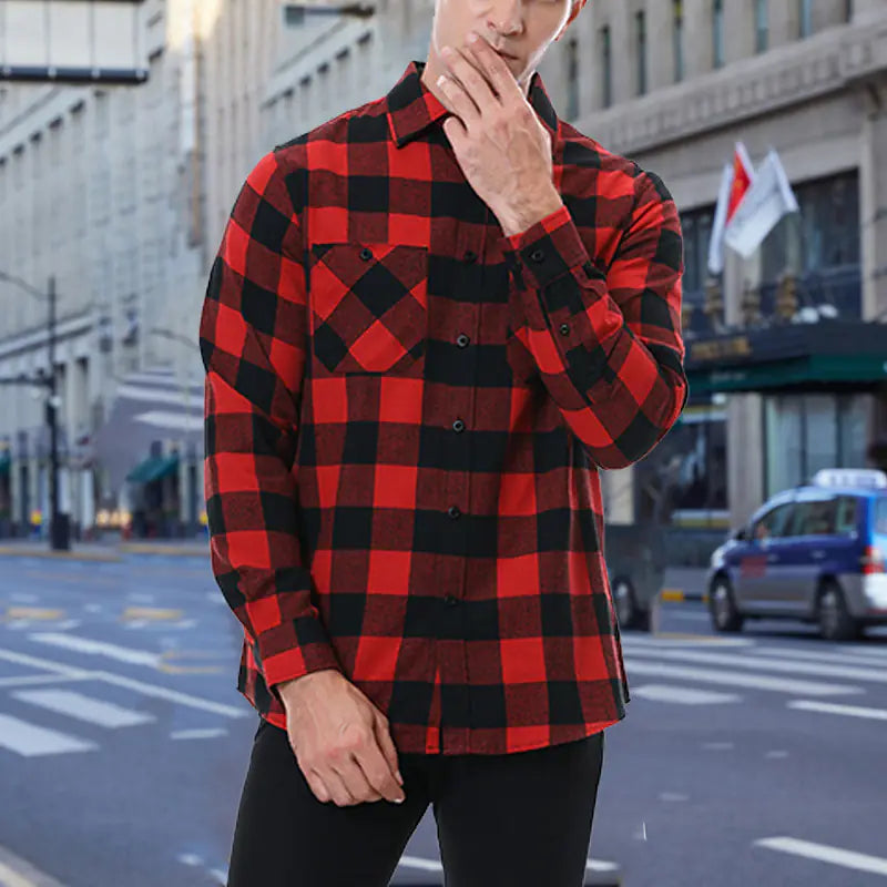 Vintage Plaid Shirt for Men - Long Sleeves Fashion