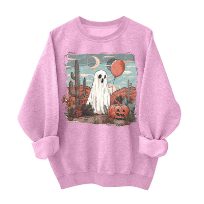 Womens Halloween Sequin Sweatshirts Fuuny Pumpkin Ghost Skull Graphic Loose Sweater Pullover Tops Gothic Fall Clothes