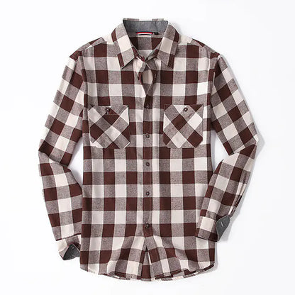 Vintage Plaid Shirt for Men - Long Sleeves Fashion