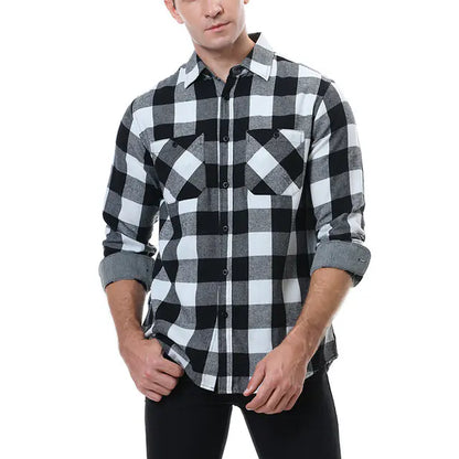 Vintage Plaid Shirt for Men - Long Sleeves Fashion