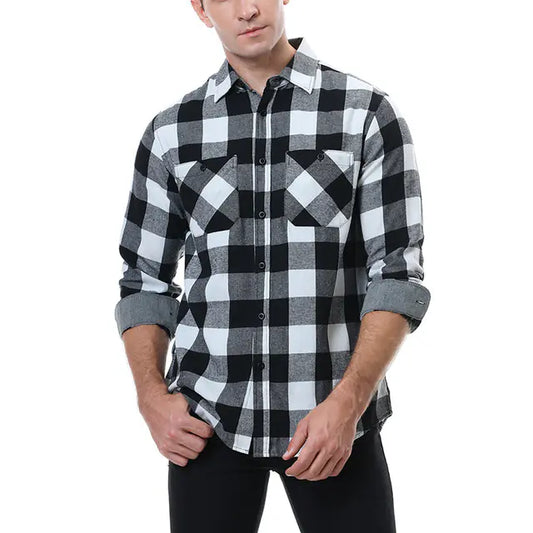 Vintage Plaid Shirt for Men - Long Sleeves Fashion