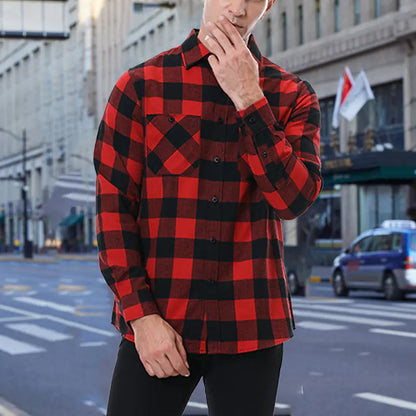 Vintage Plaid Shirt for Men - Long Sleeves Fashion